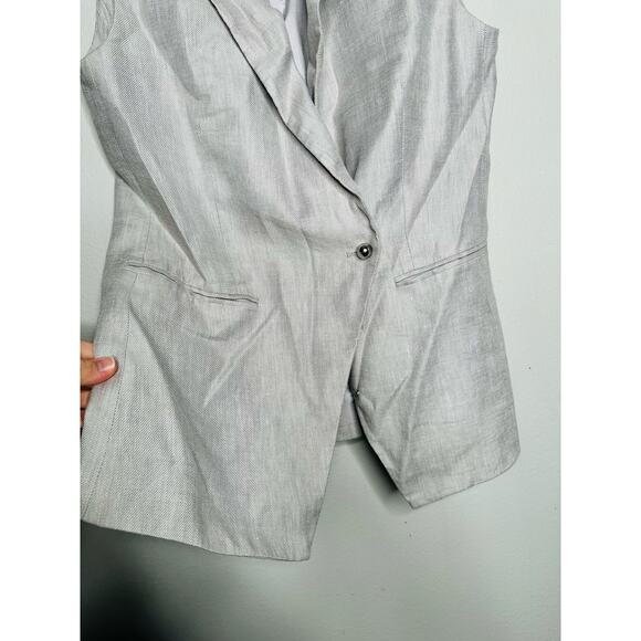 DEREK LAM 10 CROSBY Gray Linen Blend Sleeveless Taylor Vest Size 2 - Picture 12 of 16